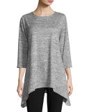 3/4-Sleeve Brushed Knit Sweater, Mist