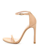 Nudist Leather Ankle-Strap Sandal, Adobe