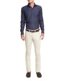Japanese Denim Sport Shirt, Barchetta Blue