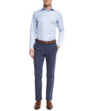 Corduroy Flat-Front Trousers, Blue