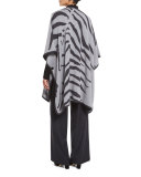 Zebra-Intarsia Button-Front Cape, Multicolor