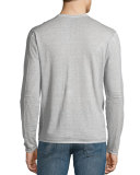 Pintuck-Sleeve V-Neck Sweater, Dew Gray