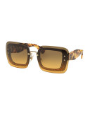 Glittered Square Sunglasses w/ Overlay Lenses