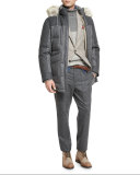 Mixed-Media Quilted Parka w/Fur-Trim Hood, Lead