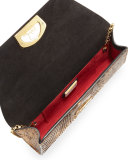 Riviera Metallic Python Clutch Bag, Gold
