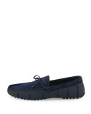 Woven-Top Lace Loafer, Navy