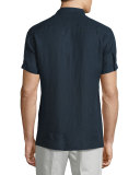 Short-Sleeve Linen Shirt, Eclipse