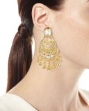 Golden Crystal Filigree Drop Earrings