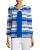 Tailored 3/4-Sleeve Striped Jacket 