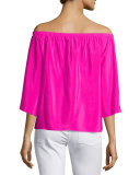 Nirvana Off-the-Shoulder Top, Hot Pink