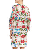 Floral-Embroidered Lace Shift Dress