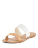 Sable Two-Tone Flat Sandal Slide, White/Natural