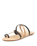 Sarie Strappy Leather Sandal, Black/Buff