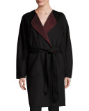 Singer Belted Wool Coat, Port/Black