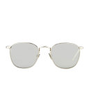 Mirrored Square Sunglasses, White Gold