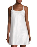 Perla Short Chemise, White/Fawn Piping