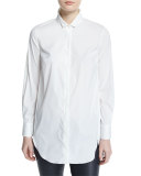 Button-Front Slim-Fit Tunic, White