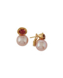 Aura Kasumiga Pearl & Pink Tourmaline Earrings