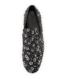 Sloane Men's Floral-Stud Slipper, Black