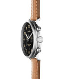 43mm Canfield Chronograph Watch w/Alligator Strap, Tan/Black