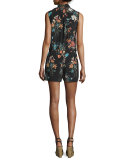 Meadow Sleeveless Floral-Print Romper, Black/Combo