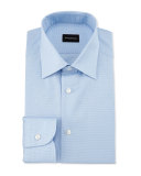 Micro-Houndstooth Dress Shirt, Light Blue