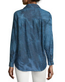 Barrett Button Front Eyelet Blouse, Hazy Tie Dye