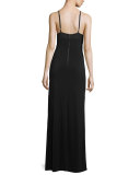 Sleeveless Sheer-Inset Maxi Dress, Black