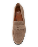 Sharon Embossed Suede Loafer, Taupe