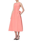 Sleeveless Tie-Back Midi Cocktail Dress, Shell Pink