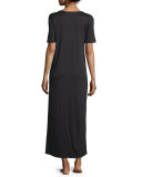 Valencia Short-Sleeve Long Gown, Black