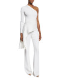 One-Shoulder Asymmetric-Hem Top, White