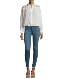 Wonder Cropped Skinny Jeans, Blue-Gray