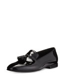 Chesterfield Patent Leather Tassel-Front Loafer, Black