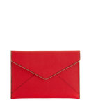 Leo Saffiano Zip-Trim Clutch Bag, Red