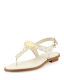 Logo-Plate Leather Thong Sandal