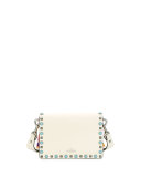 Rockstud Rolling Small Guitar-Strap Crossbody Bag, Light Ivory