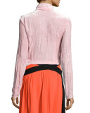 Velvet Half-Zip Long-Sleeve Pullover, Bubble Gum