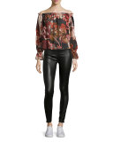 Remi Printed Silk Off-the-Shoulder Top, Multicolor