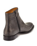 Amedeo Testoni Washed Leather Zip-Up Boot, Dark Gray