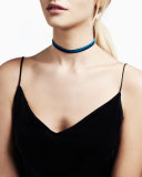 Sparkles Velvet & 18K Gold Choker Necklace, Blue