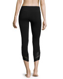 Edge Mesh-Panel Capri Sport Leggings, Black