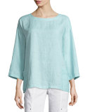 Organic Handkerchief Linen Tunic w/ Pockets, Green Mint