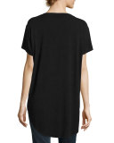 Lace Longhorn Stretch Jersey Tee, Black