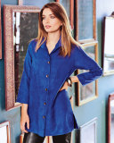 Faux-Suede Long Shirt, Petite