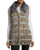 Netted Mink & Fox Fur Vest, Dark Gray