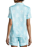Chandelier-Print Short Pajama Set, Blue, Plus Size