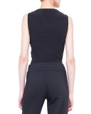 Scoop-Neck Georgette Tank Top, Black
