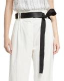 Grosgrain-Tie Leather Belt, Black