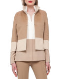 Reversible Colorblock Jacket, Camel/Ivory